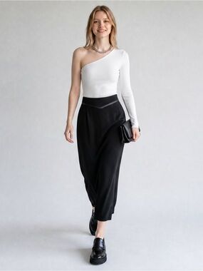 Don Vito Vintage Wool V-Waist Elastic Column Midi Skirt Made In Canada 10